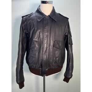 Vintage Flight Jacket American Express Mens 46 Dark Brown Bomber 90s